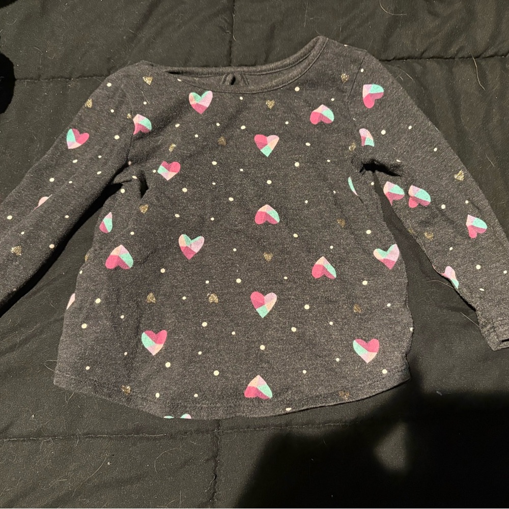 Jumping Beans Gray Heart Long Sleeve Tee